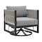Armen Living Cuffay Outdoor Patio Swivel Glider Lounge Chair in Black Aluminum with Gray Cushions 840254332454 - alternate 1
